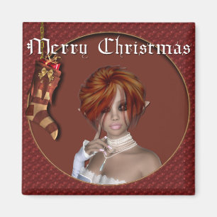 Aimant Elfe de Noël - Redhead Design 1 - Imaginaire magné