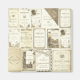 Aimant Elgin Illinois 1880's Club Invitations Sepia Paper