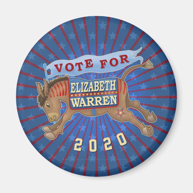 Aimant Elizabeth Warren Présidente 2020 Démocrate Donkey (Devant)