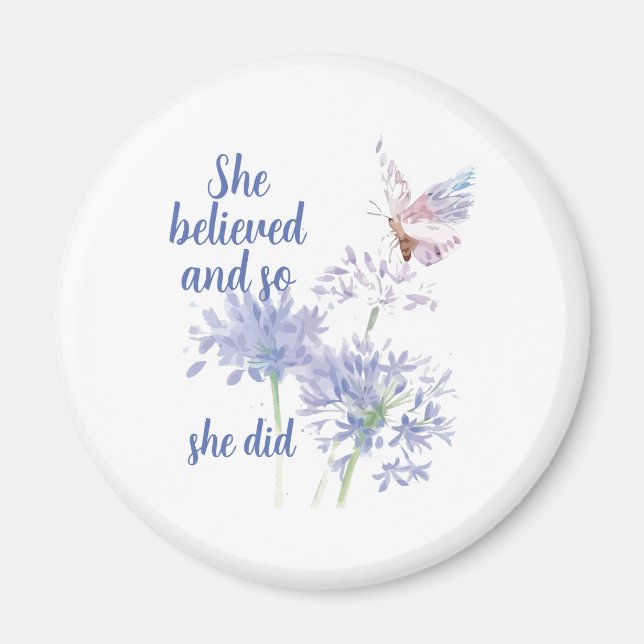 Aimant "Elle a cru et donc Citation Motif Papillon (Devant)