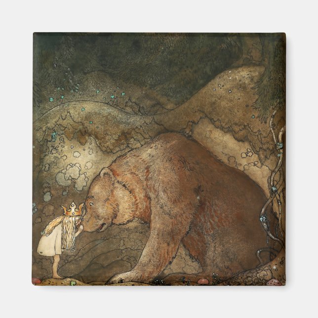Aimant « Elle embrassa l'ours » de John Bauer (Devant)