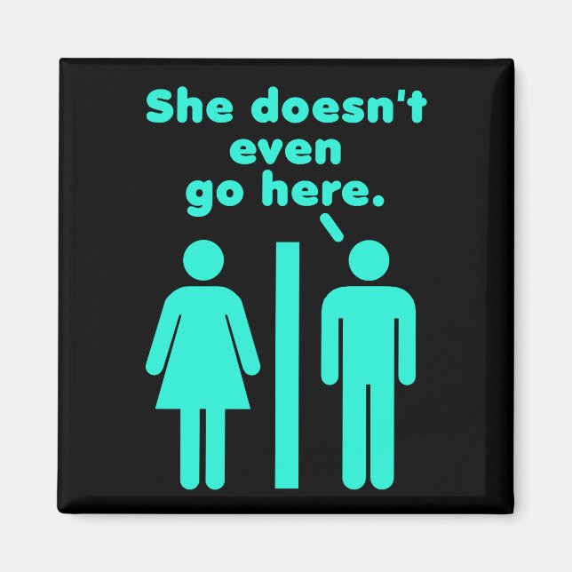 Aimant Elle ne va même pas ici Bleu Noir (Devant)