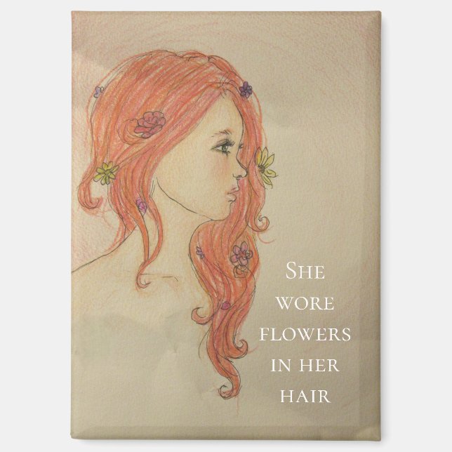 Aimant Elle portait des fleurs dans les cheveux (Recto)