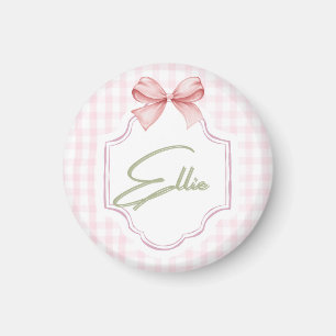 Aimant Ellie Personnalisée Pink Bow & En vichy Imprimer