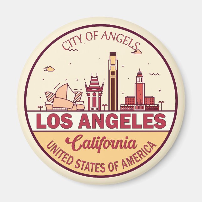 Aimant Emblem de Los Angeles California City Skyline (Devant)