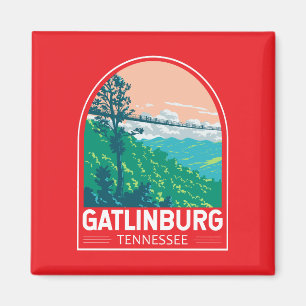 Aimant Emblème artistique de voyage à Gatlinburg Tennesse