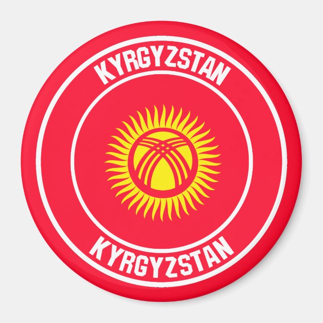 Aimant Emblème autour du Kirghizistan (Devant)