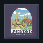 Aimant Emblème Bangkok Thaïlande Travel Retro<br><div class="desc">Bangkok design de voyage rétro dans un style emblème. Bangkok,  la capitale de la Thaïlande,  est une grande ville connue pour ses sanctuaires ornés et sa vie de rue animée.</div>