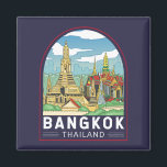 Aimant Emblème Bangkok Thaïlande Travel Retro<br><div class="desc">Bangkok design de voyage rétro dans un style emblème. Bangkok,  la capitale de la Thaïlande,  est une grande ville connue pour ses sanctuaires ornés et sa vie de rue animée.</div>