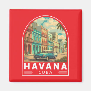 Aimant Emblème d'art de voyage à La Havane Cuba