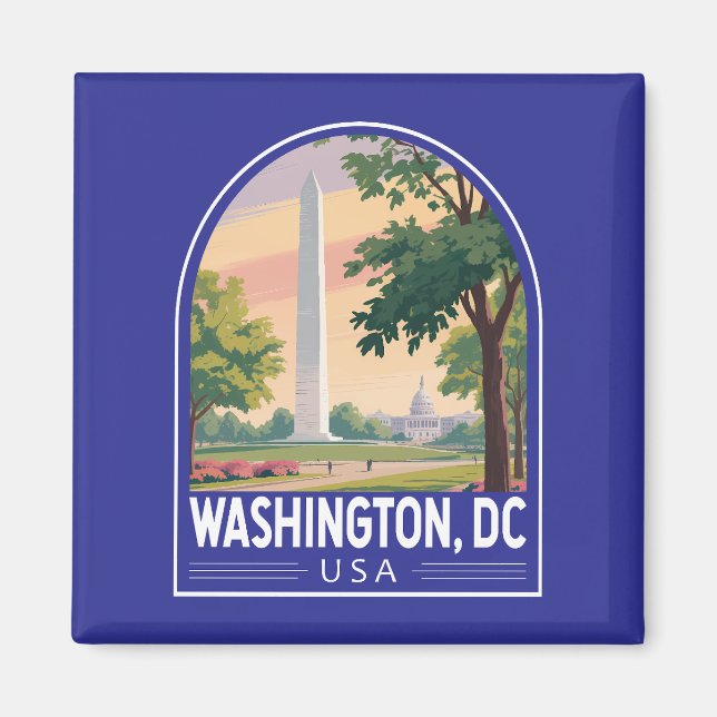 Aimant Emblème d'art de voyage à Washington DC (Devant)