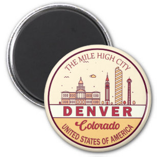 Aimant Emblème de Denver Colorado City Skyline