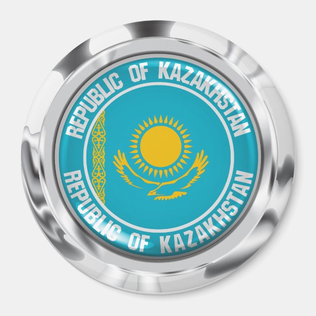 Aimant Emblème de la ronde du Kazakhstan (Devant)