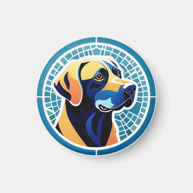 Aimant Emblème de logo de tête de chien géométrique (Devant)