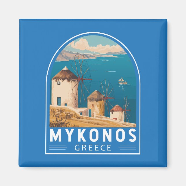 Aimant Emblème de Mykonos Grèce Travel Art (Devant)