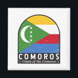 Aimant Emblème Drapeau Comores Vintage<br><div class="desc">Les Comores arborent un emblème en détresse arborant le drapeau et les armoiries.</div>