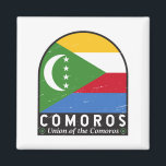 Aimant Emblème Drapeau Comores Vintage<br><div class="desc">Les Comores arborent un emblème en détresse arborant le drapeau et les armoiries.</div>