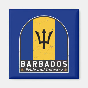 Aimant Emblème Drapeau de la Barbade Vintage déprimée
