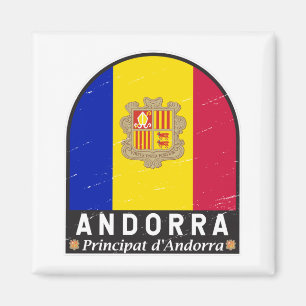 Aimant Emblème du drapeau d'Andorre Vintage