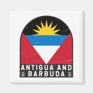 Aimant Emblème du drapeau d'Antigua-et-Barbuda Vintage en