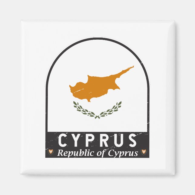 Aimant Emblème du drapeau de Chypre Vintage (Devant)