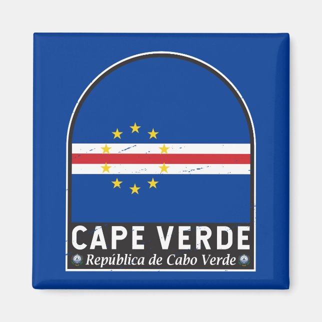 Aimant Emblème du drapeau du Cap Vert Vintage (Devant)