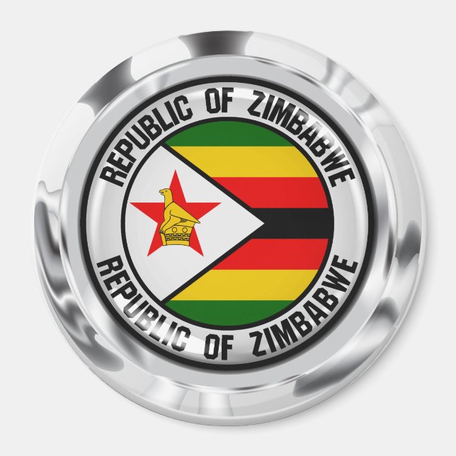 Aimant Emblème du Zimbabwe Round (Devant)