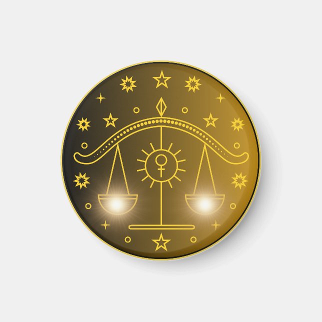Aimant Emblème du Zodiaque de la Balance | Symbole Célest (Devant)