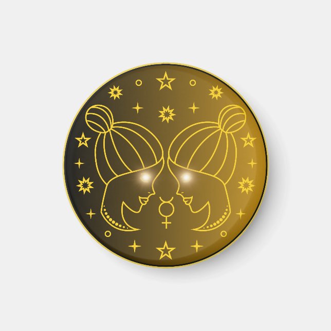 Aimant Emblème du zodiaque Gémeaux | Symbole céleste mini (Devant)