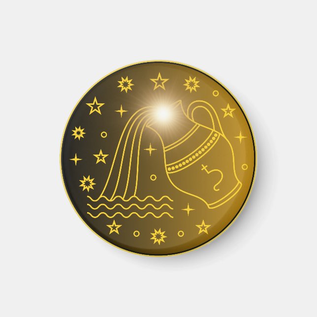 Aimant Emblème du Zodiaque Verseau | Symbole Céleste Mini (Devant)