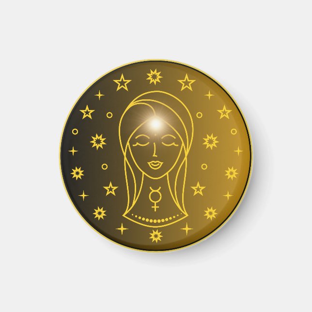 Aimant Emblème du Zodiaque Vierge | Symbole Céleste Minim (Devant)