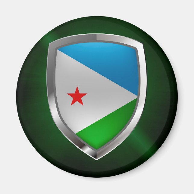Aimant Emblème métallique de Djibouti (Devant)