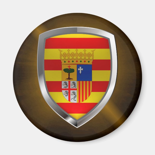 Aimant Emblème métallique de l'Aragon (Devant)