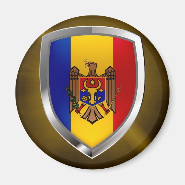 Aimant Emblème métallique de Moldavie (Devant)