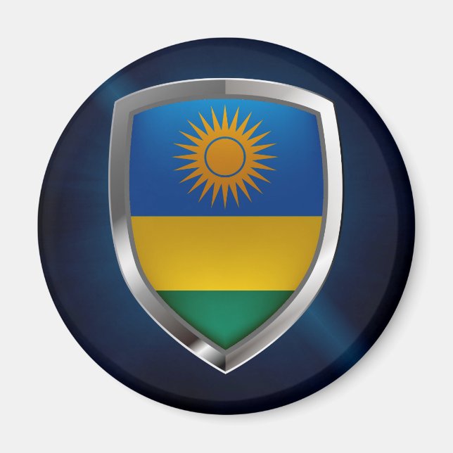 Aimant Emblème métallique du Rwanda (Devant)