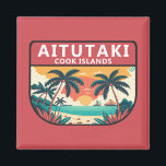 Aimant Emblème rétro des îles Cook Aitutaki<br><div class="desc">Design vectoriel Aitutaki. Aitutaki est l'une des îles Cook,  qui sont dans le Pacifique Sud. Il se compose d'une île principale,  d'un lagon turquoise et d'une barrière de corail environnante.</div>