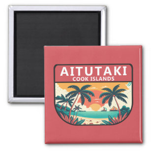 Aimant Emblème rétro des îles Cook Aitutaki