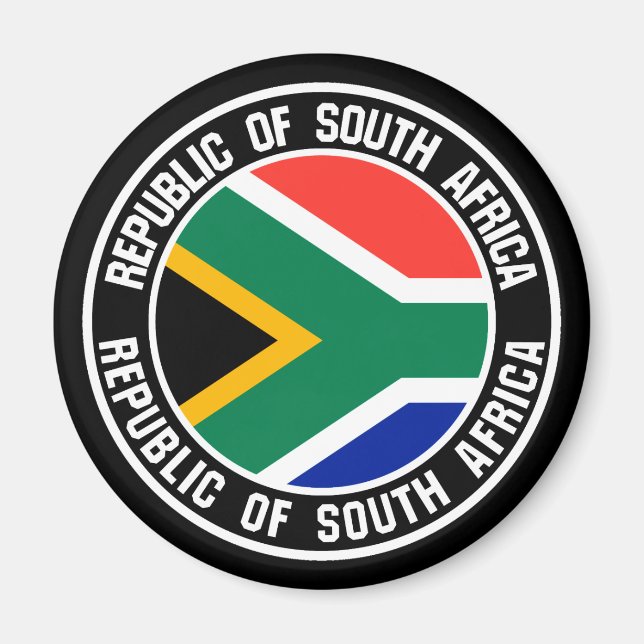 Aimant Emblème rond Afrique du Sud (Devant)