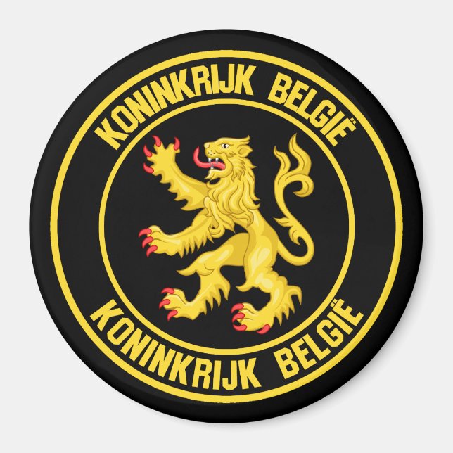 Aimant Emblème rond de Belgique (Devant)