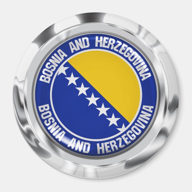 Aimant Emblème rond de Bosnie-Herzégovine (Devant)