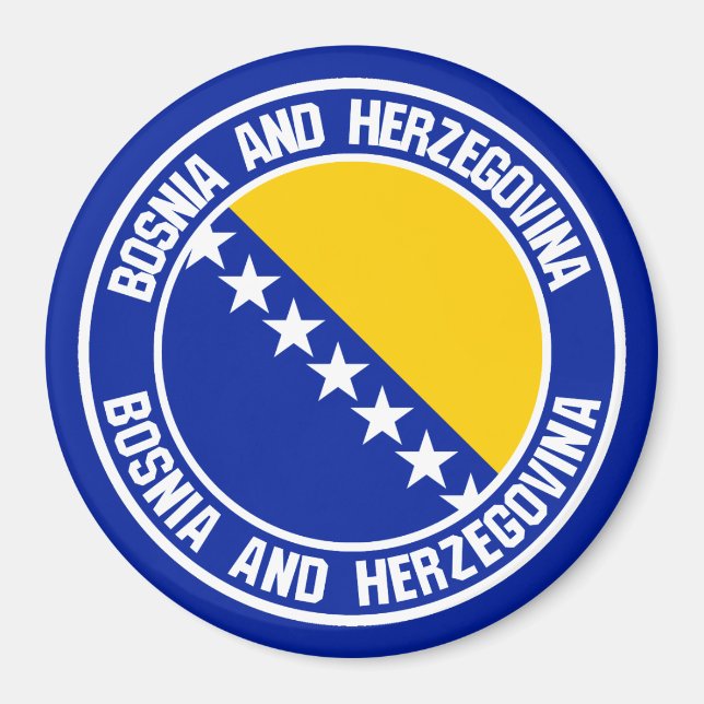 Aimant Emblème rond de Bosnie-Herzégovine (Devant)