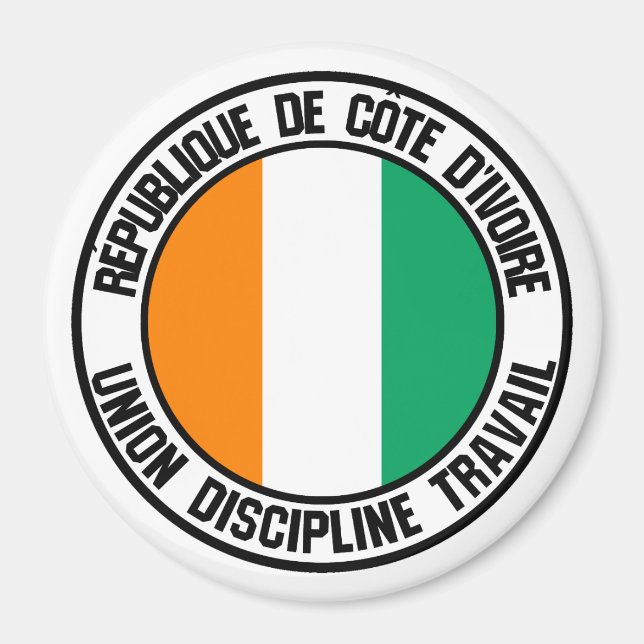 Aimant Emblème rond de Côte d'Ivoire (Devant)