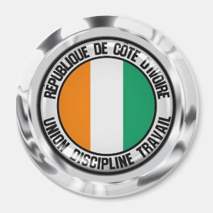 Aimant Emblème rond de Côte d'Ivoire