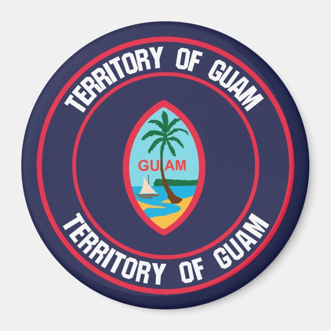 Aimant Emblème rond de Guam (Devant)
