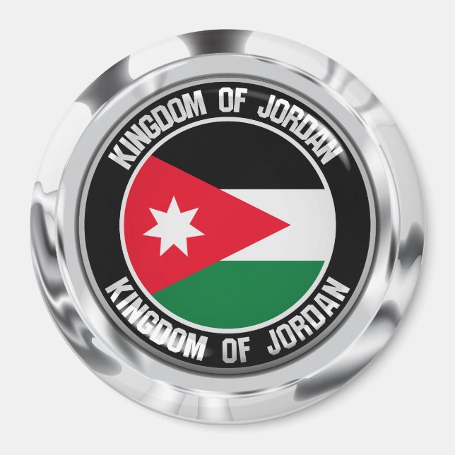 Aimant Emblème rond de Jordanie (Devant)