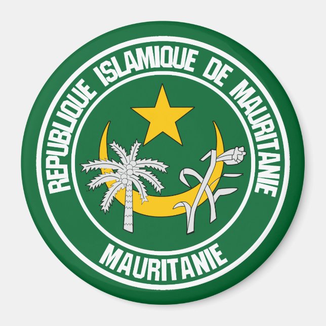 Aimant Emblème rond de la Mauritanie (Devant)