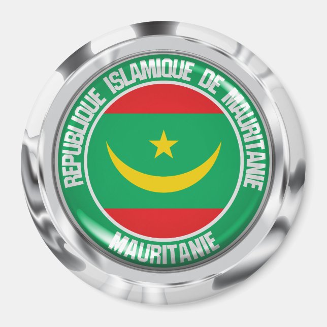 Aimant Emblème rond de la Mauritanie (Devant)