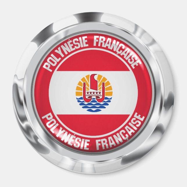 Aimant Emblème rond de la Polynésie française (Devant)