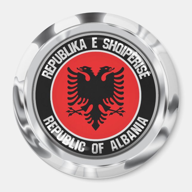 Aimant Emblème rond de l'Albanie (Devant)