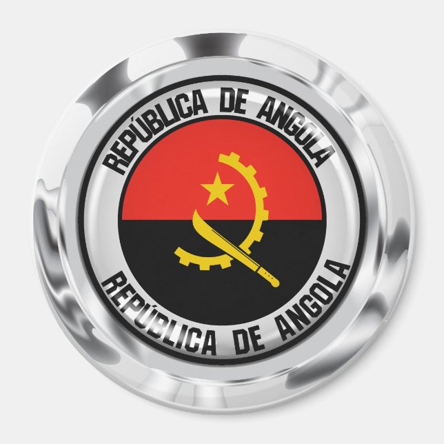 Aimant Emblème rond de l'Angola (Devant)
